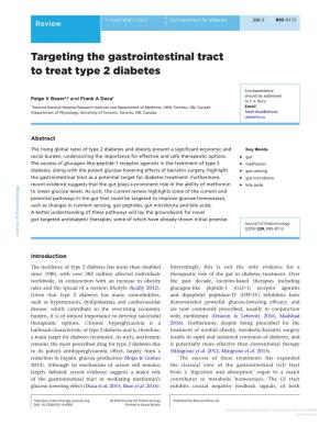 Targeting the Gastrointestinal Tract to Treat Type 2 Diabetes