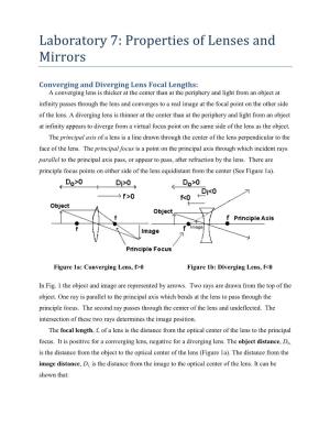 Laboratory 7: Properties of Lenses and Mirrors