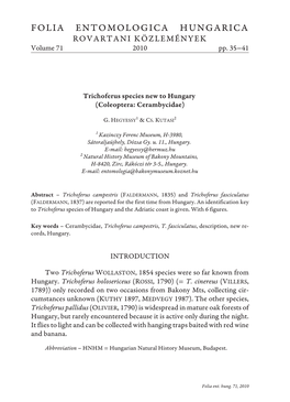 FOLIA ENTOMOLOGICA HUNGARICA ROVARTANI KÖZLEMÉNYEK Volume 71 2010 Pp