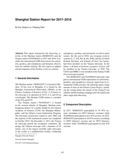 Shanghai Station Report for 2017–2018