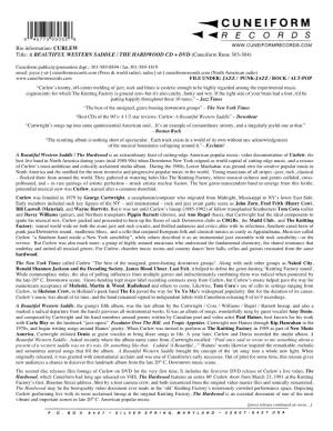 Bio Information: CURLEW Title: a BEAUTIFUL WESTERN SADDLE / the HARDWOOD CD + DVD (Cuneiform Rune 303-304)