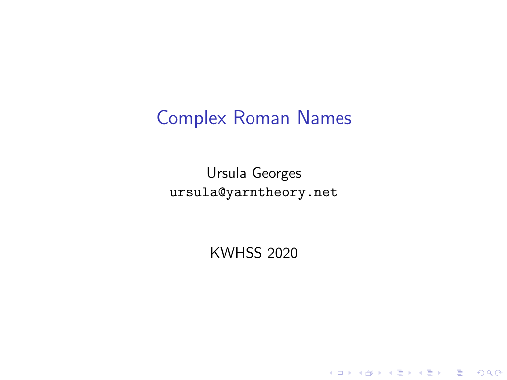 Complex Roman Names