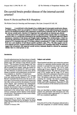 Do Carotid Bruits Predict Disease of the Internal Carotid Arteries?