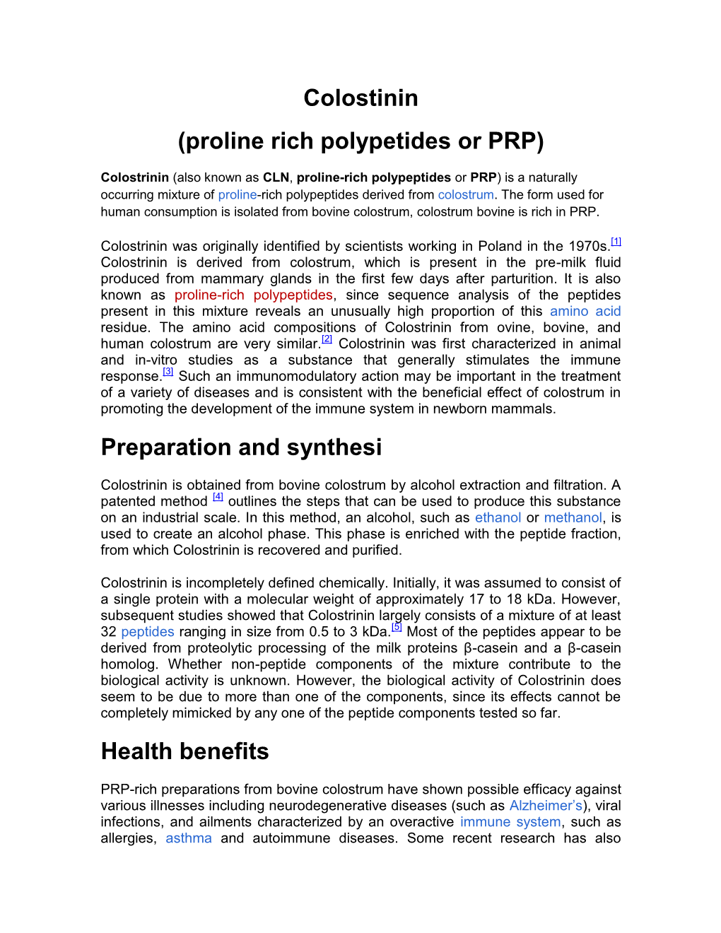 Proline Rich Polypetides Or PRP)