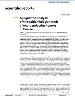 An Updated Analysis of the Epidemiologic Trends of Neuroendocrine Tumors in Taiwan Jefrey S