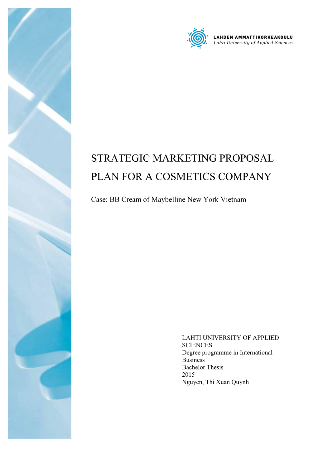 Strategic Marketing Proposal Plan for a Cosmetics Company