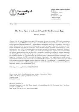 The Ascus Apex in Lichenized Fungi III. the Pertusaria-Type