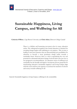 Sustainable Happiness, Living Campus, and Wellbeing for All