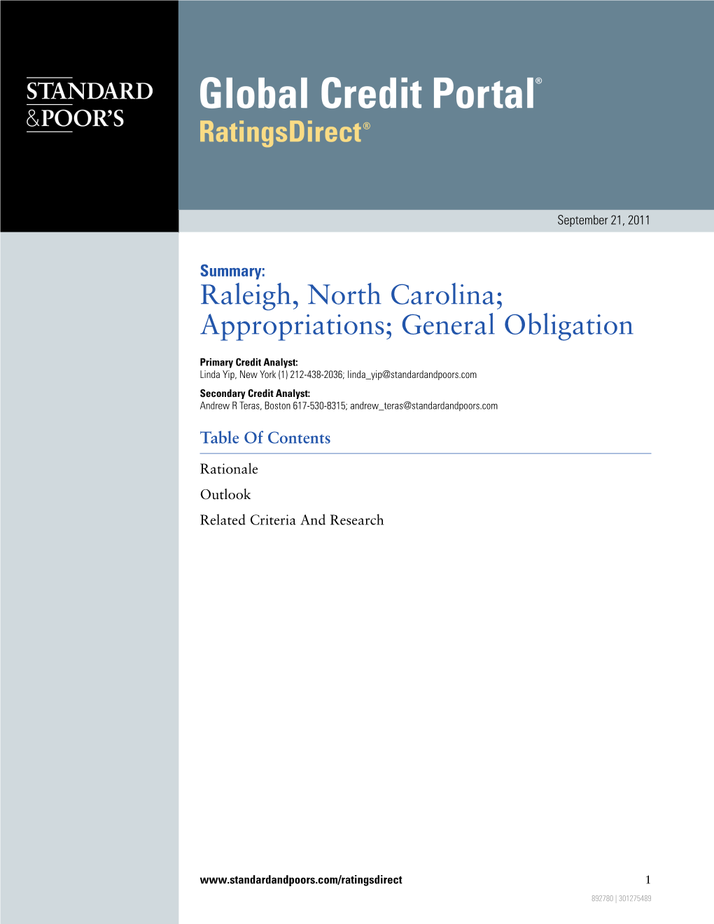 Raleigh, North Carolina; Appropriations; General Obligation
