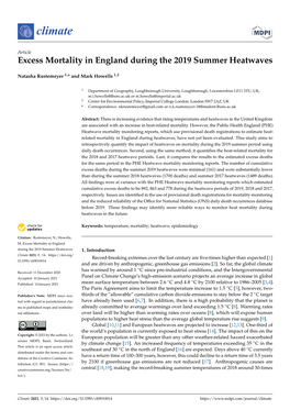 Excess Mortality in England During the 2019 Summer Heatwaves
