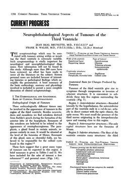 CURRENTPROGRESS Neurophthalmological Aspects of Tumours of the Third Ventricle JEAN REAL BRUNETTE, M.D., F.R.C.S.[C]* and FRANK B