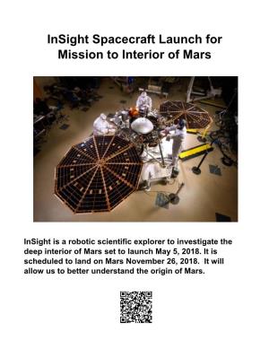 Insight Spacecraft Launch for Mission to Interior of Mars
