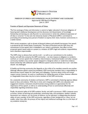Guidelines and Value Statement on Freedom of Speech and Expression