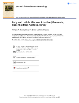 Early and Middle Miocene Sciuridae (Mammalia, Rodentia) from Anatolia, Turkey