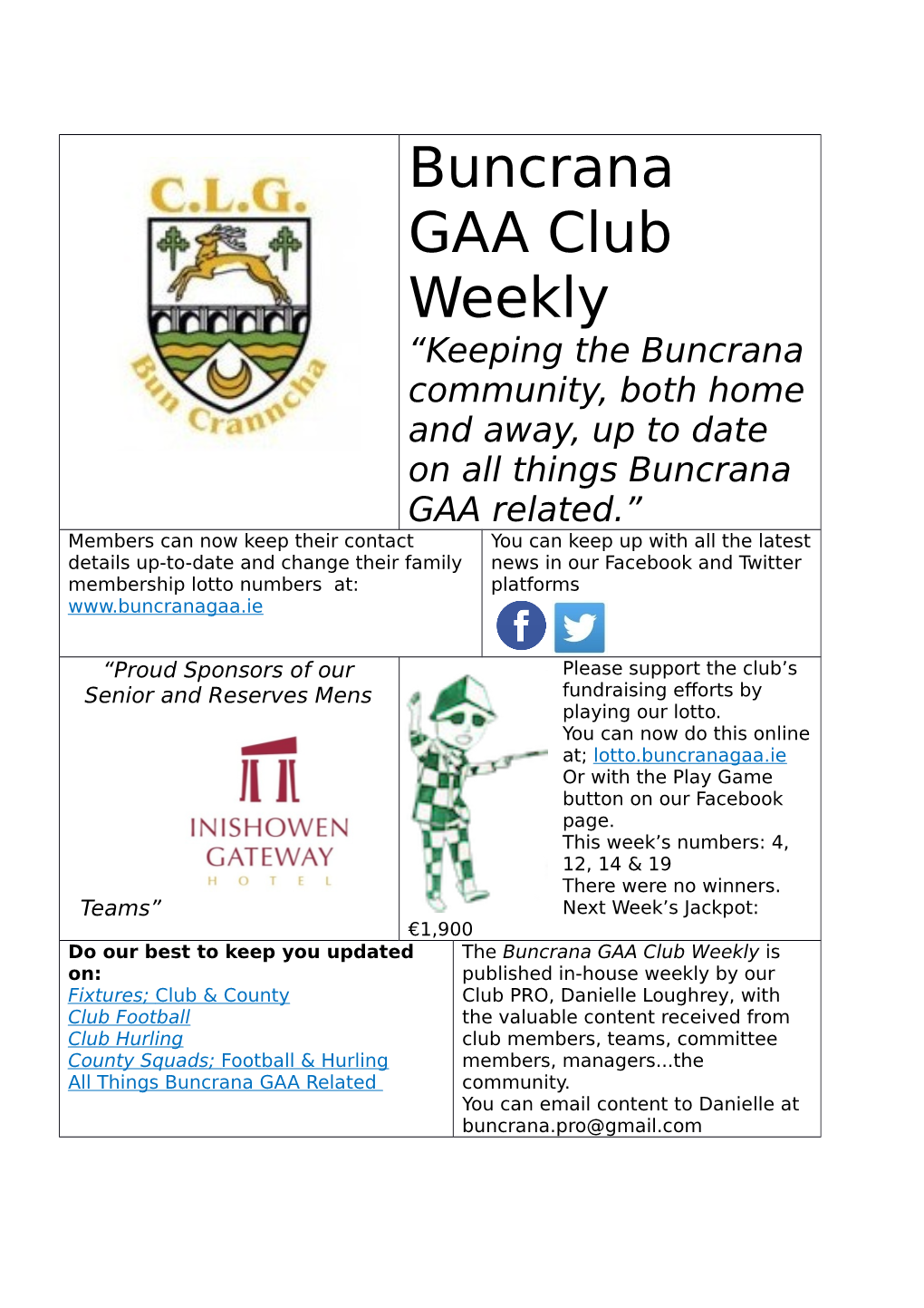 Buncrana GAA Club Weekly