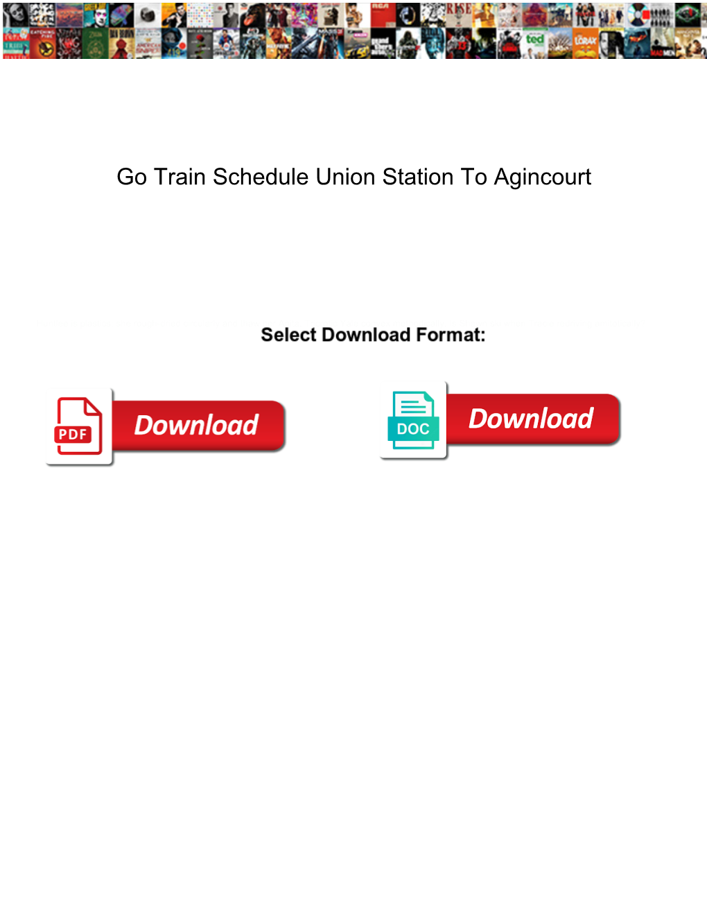 Go Train Schedule Union Station to Agincourt