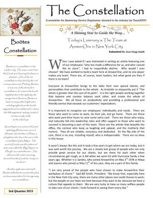 The Constellation a Newsletter for Answering Service Employees; Donated to the Industry by Teamsnug