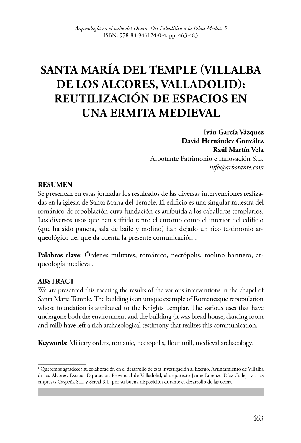 Villalba De Los Alcores, Valladolid): Reutilización De Espacios En Una Ermita Medieval