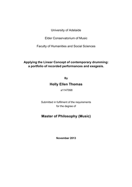 Applying the Linear Concept of Contemporary Drumming: a Portfolio of Recorded Performances and Exegesis