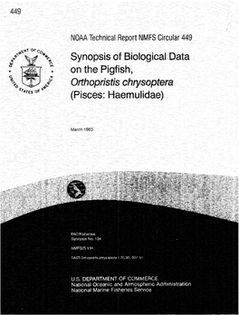 Synopsis of Biological Data on the Pigfish, Orthopristis Chrysoptera (Pisces: Haemulidae)