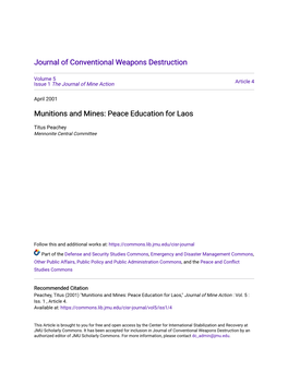 Munitions and Mines: Peace Education for Laos