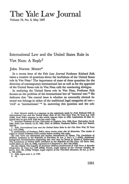 International Law and the United States Role in Viet Nam: a Replyt