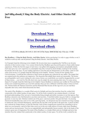 [Mv6rq.Ebook] I Sing the Body Electric: and Other Stories Pdf Free