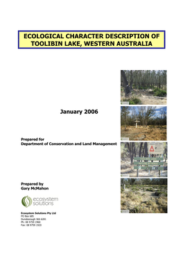 Ecological Character Description of Toolibin Lake, Western Australia