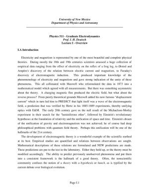Page I.1 University of New Mexico Department of Physics And