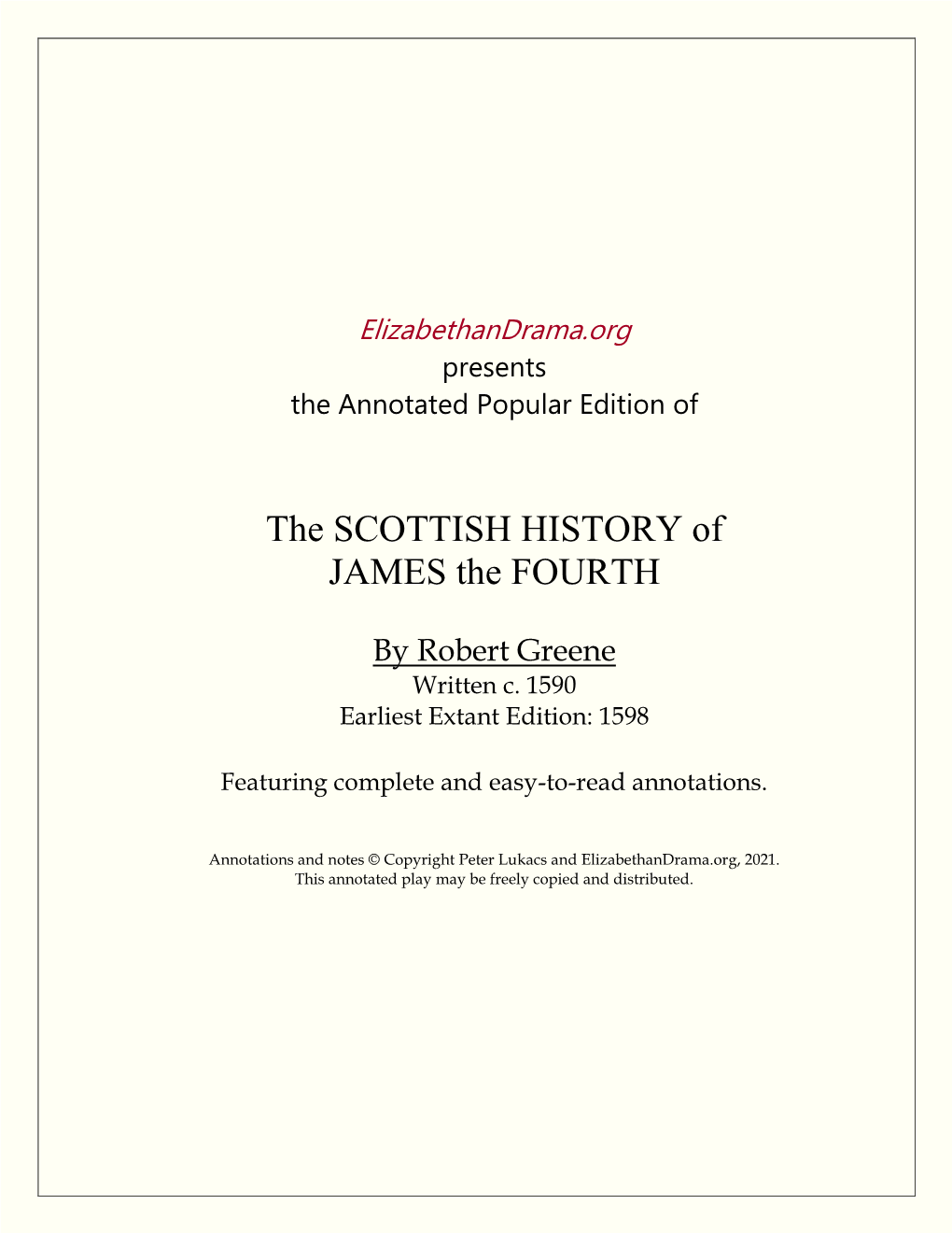 The SCOTTISH HISTORY of JAMES the FOURTH