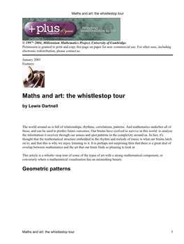 Maths and Art: the Whistlestop Tour