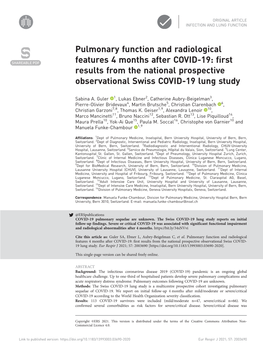 Pulmonary Function and Radiological Features 4 Months After COVID-19: First Results from the National Prospective Observational Swiss COVID-19 Lung Study