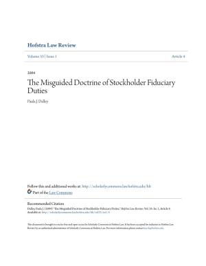 The Misguided Doctrine of Stockholder Fiduciary Duties