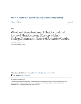 Wood and Stem Anatomy of Phytolaccoid and Rivinoid Phytolaccaceae
