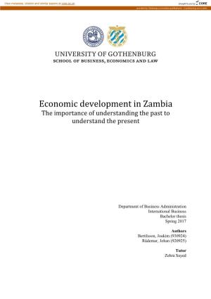 Economic Development in Zambia the Importance of Understanding the Past To
