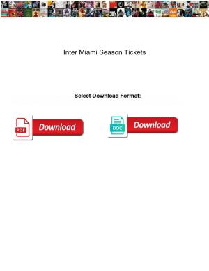 Inter Miami Season Tickets