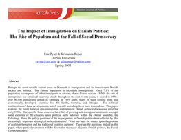 The Impact of Immigration on Danish Politics: the Rise of Populism and the Fall of Social Democracy