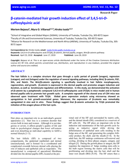 Β-Catenin-Mediated Hair Growth Induction Effect of 3,4,5-Tri-O- Caffeoylquinic Acid