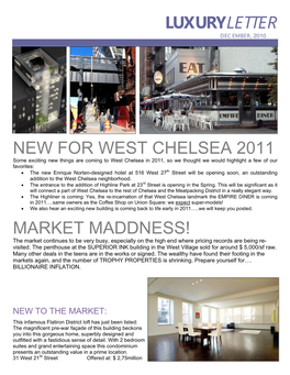 Luxuryletter New for West Chelsea 2011 Market