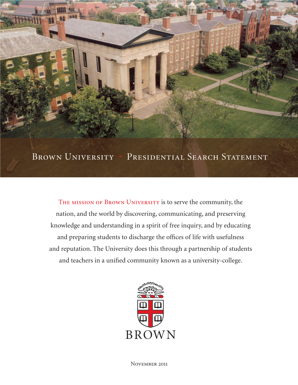 Brown University • Presidential Search Statement