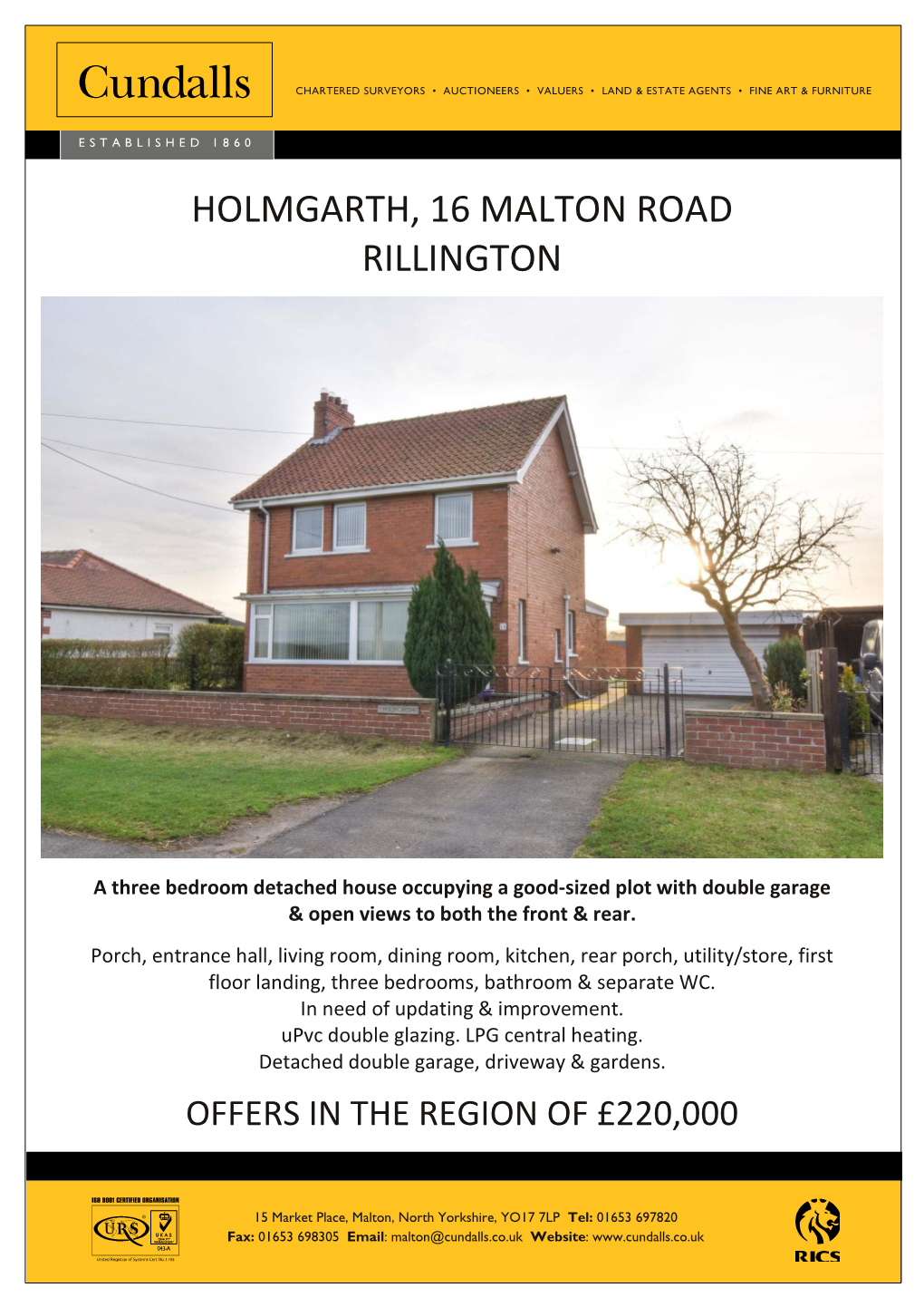 Holmgarth, 16 Malton Road Rillington