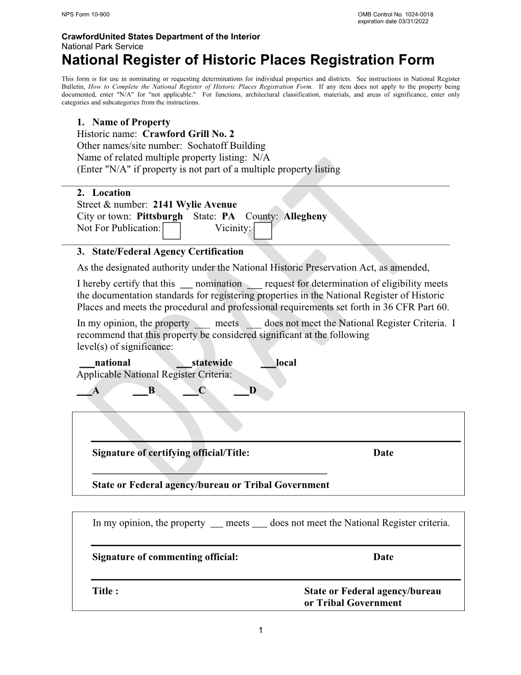 National Register of Historic Places Registration Form