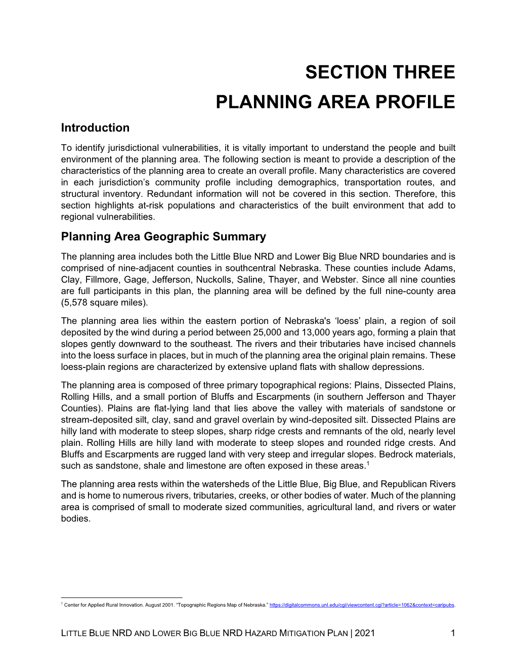 SECTION THREE PLANNING AREA PROFILE Introduction