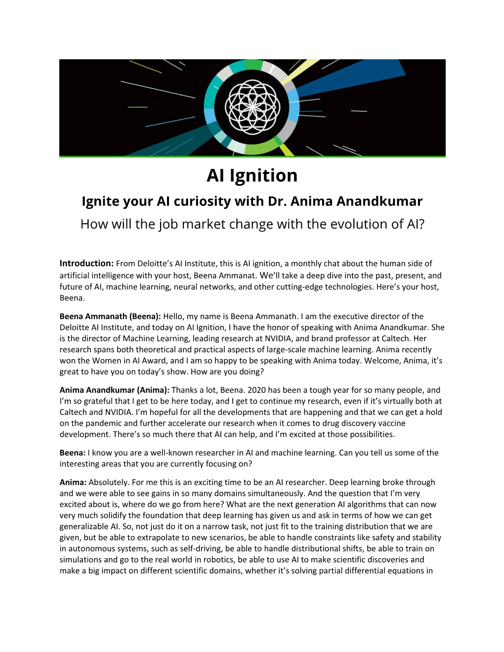 Ignite Your AI Curiosity with Dr. Anima Anandkumar How Will the Job Market Change with the Evolution of AI?