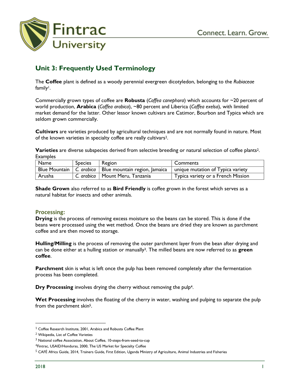 Unit 3: Frequently Used Terminology