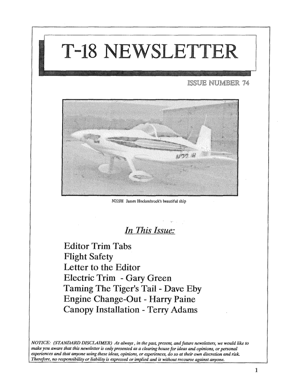 T-18 Newsletter