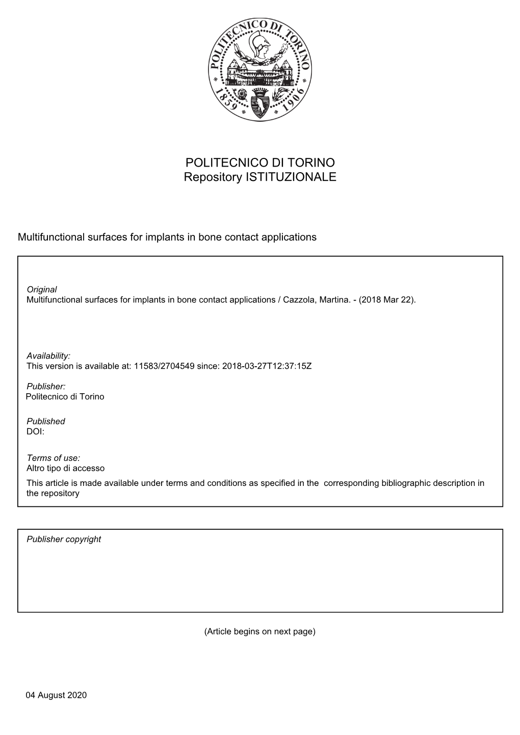 POLITECNICO DI TORINO Repository ISTITUZIONALE