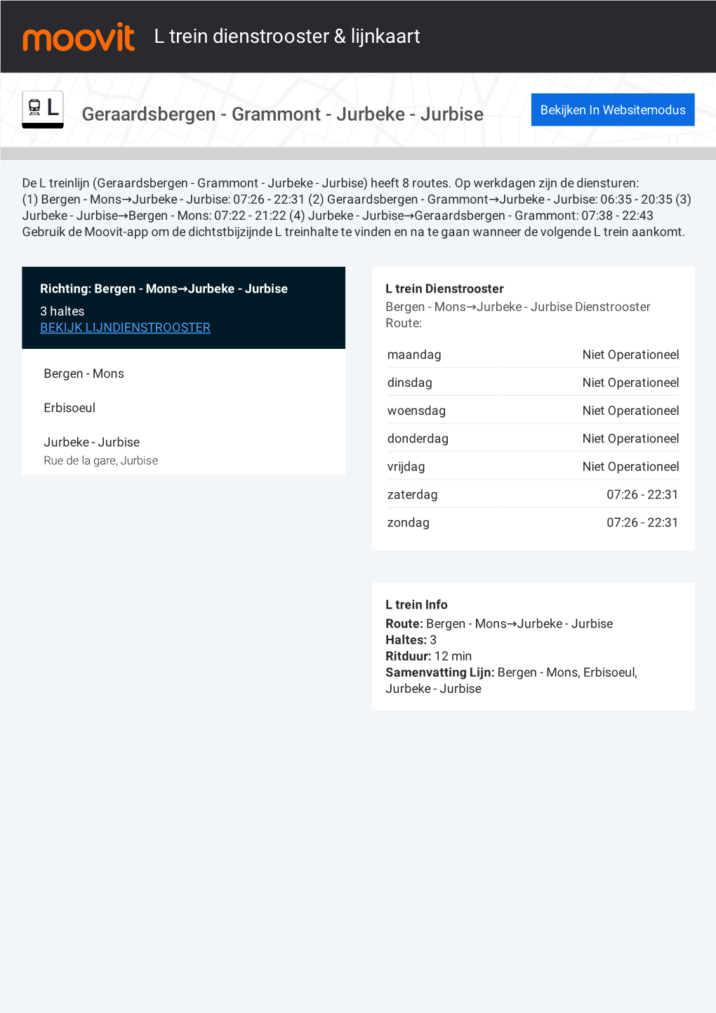 L Trein Dienstrooster & Lijnroutekaart