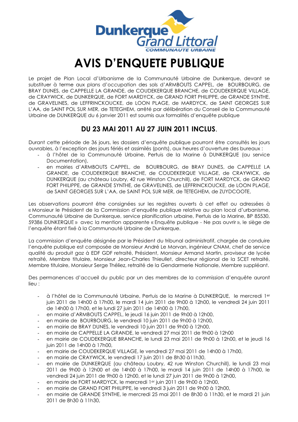 Avis D'enquete Publique