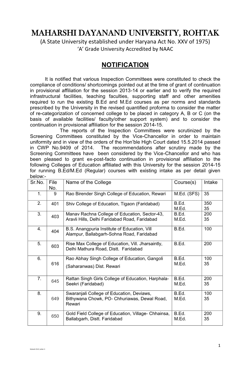 Notification Regarding Grant of Continuation for the Existing